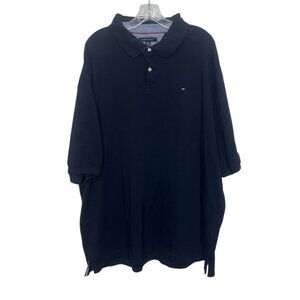 Tommy Hilfiger Polo Shirt 4XL Classic Fit 100% Cotton Black Short Sleeve